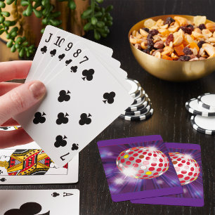 Retro 70s Disco Ball Vibrant Red Playing Cards
