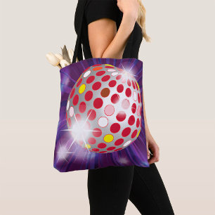 Retro 70s Disco Ball Vibrant Red Tote Bag