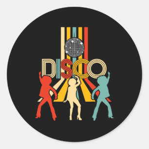 Retro 70s Disco Gifts Vintage Dancing Disco Ball  Classic Round Sticker