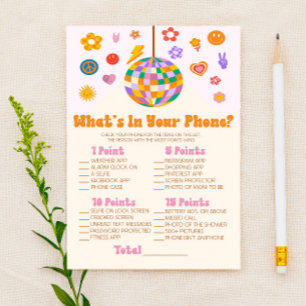 Retro 70's Disco In Your Phone Baby Shower Game Stationery