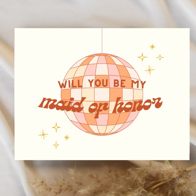 Retro 70s Disco Maid of Honour Proposal Card (Creator Uploaded)