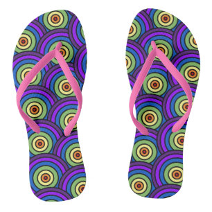 Retro 70's Disco Rainbow Geometric Pattern Jandals