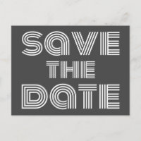 Retro 70s Disco Style Black White Save The Date
