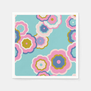 Retro 70s Floral Boho Pattern Napkin