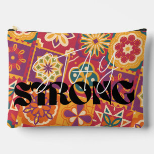 Retro 70s Floral Patchwork Stay Strong​Embrace vib Accessory Pouch