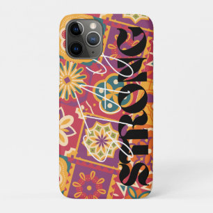 Retro 70s Floral Patchwork Stay StrongEmbrace vib Case-Mate iPhone Case