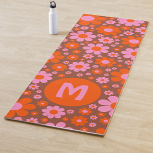 Retro 70s Floral Pattern Personalised  Yoga Mat