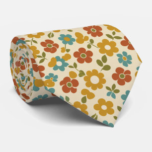 Retro 70s Floral Pattern Tie