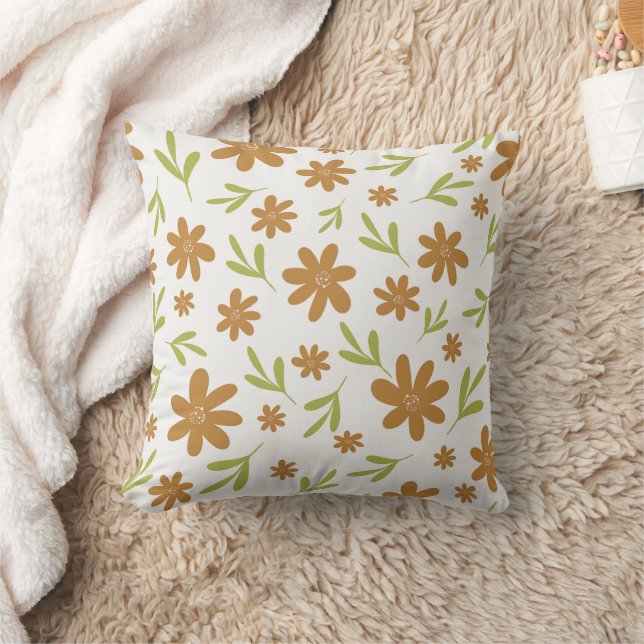 Retro 70s Flower - Boho Fall Decor Cushion (Blanket)