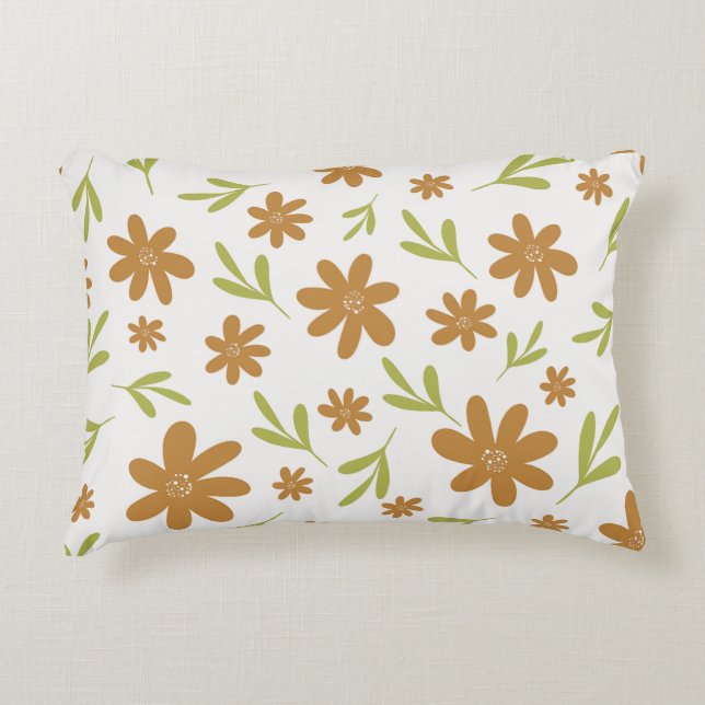Retro 70s Flower - Boho Fall Decor Decorative Cushion (Front)