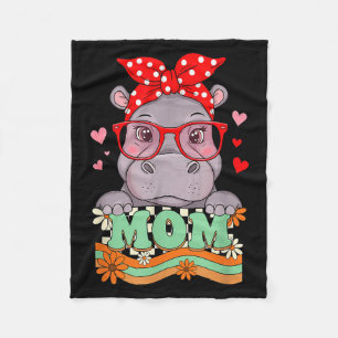 Retro 70s Flower Hip Mom Mama Grandma Mother's Day Fleece Blanket