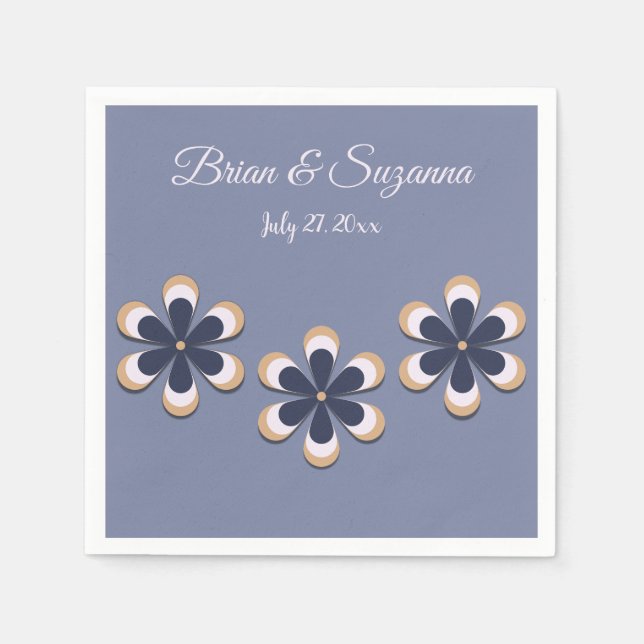 Retro 70's Flower Power in Todays Colours Bride  Napkin (Front)