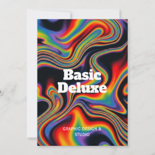 Retro 70s Fluid Rainbow Marble Abstract Aesthetic Invitation