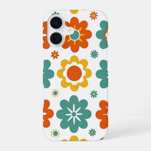 Retro 70s Geometric Flower Power Boho iPhone 16 Case