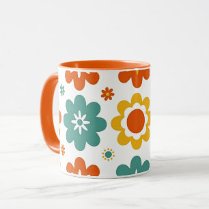Retro 70s Geometric Flower Power Boho Mug