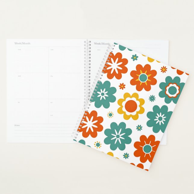 Retro 70s Geometric Flower Power Boho Planner (Display)