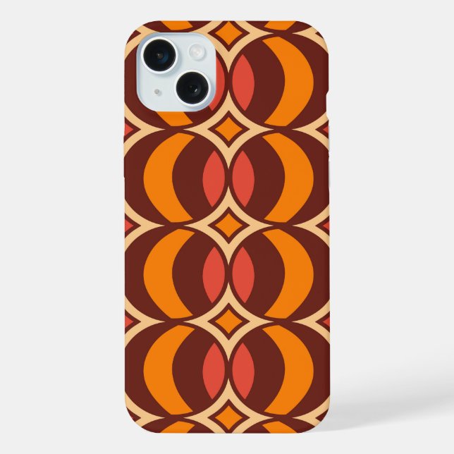 Retro 70s Geometric Globe Pattern Autumn iPhone Case (Back)