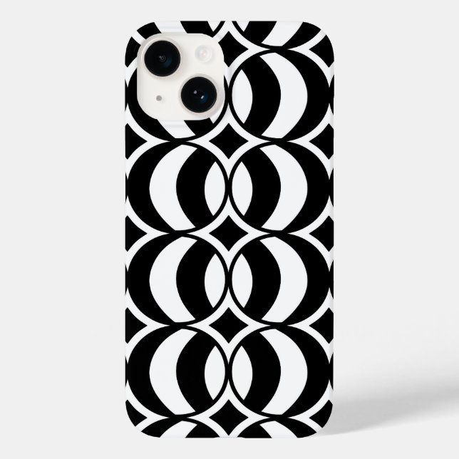Retro 70s Geometric Globe Pattern Black & White Case-Mate iPhone Case (Back)