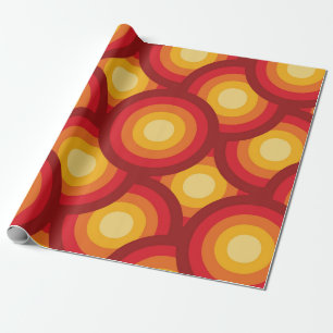 Retro 70s Geometric Groovy Circles Pattern Wrapping Paper