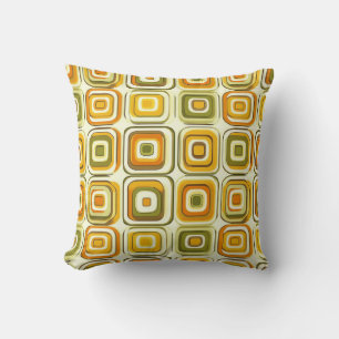 Retro 70s Geometric Pattern in Warm Tones Cushion