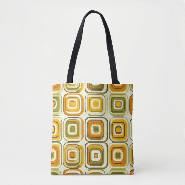Retro 70s Geometric Pattern in Warm Tones Tote Bag (Front)