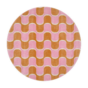 Retro 70s: Gold-Pink Wavy Pattern. Cutting Board
