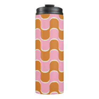 Retro 70s: Gold-Pink Wavy Pattern. Thermal Tumbler