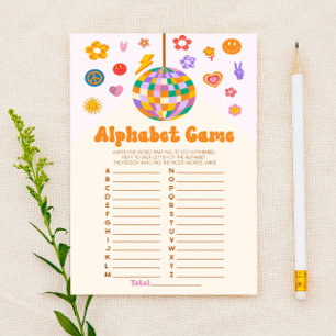 Retro 70's Groovy Alphabet Baby Shower Game Stationery