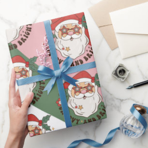 Retro 70s Groovy and Bright Santa Claus Wrapping Paper