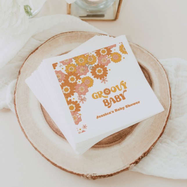 Retro 70s groovy baby shower napkins (Creator Uploaded)