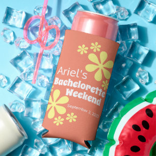 Retro 70s Groovy Bachelorette Favour Seltzer Can Cooler