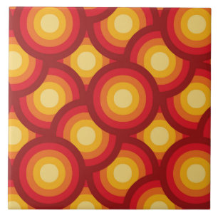 Retro 70s Groovy Circles Pattern  Tile