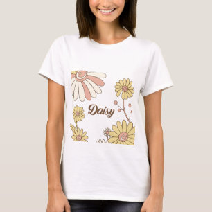 Retro 70s Groovy Daisy Floral Personalized T-Shirt