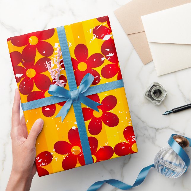 Retro 70s Groovy Floral Pattern Wrapping Paper (Creator Uploaded)