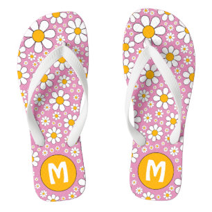 Retro 70s Groovy Floral Personalised  Jandals