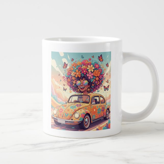 Retro 70s Groovy Flower Power Large Coffee Mug (Right)