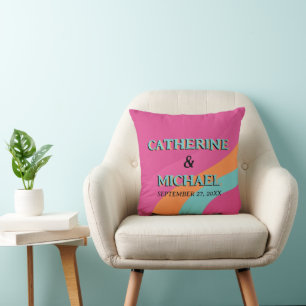 Retro 70s Groovy Fuchsia Fun Wedding Cushion