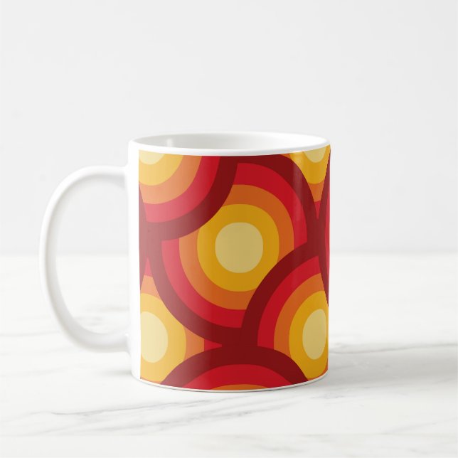 Retro 70s Groovy Geometric Circles  Coffee Mug (Left)