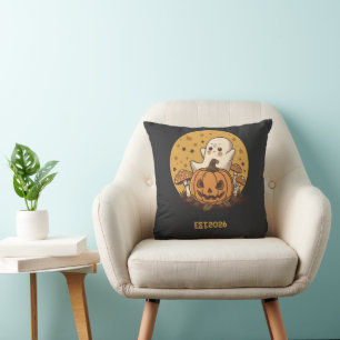 Retro 70s Groovy Ghost Halloween Mid-Century Moder Cushion