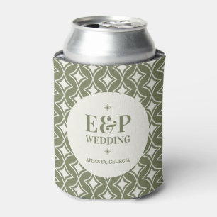 Retro 70s Groovy Green Wedding Can Cooler