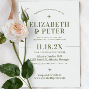 Retro 70s Groovy Green Wedding Invitation