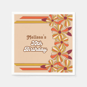 Retro 70s Groovy Hippie Flower 30th Birthday  Napkin