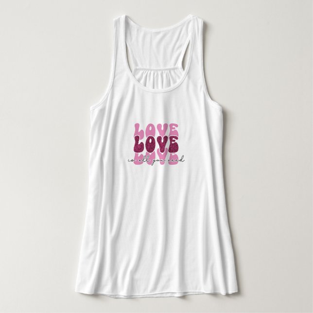 Retro 70s Groovy "Love" Typography Singlet (Design Front)