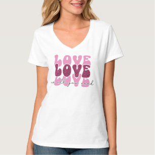 Retro 70s Groovy "Love" Typography T-Shirt