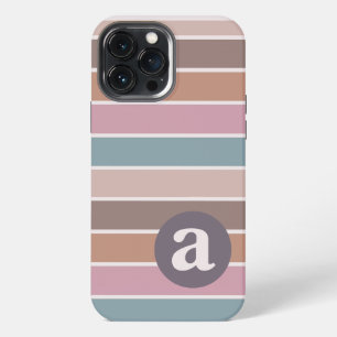 Retro 70s Groovy Stripes Monogram Trendy Pastel iPhone 13 Pro Max Case