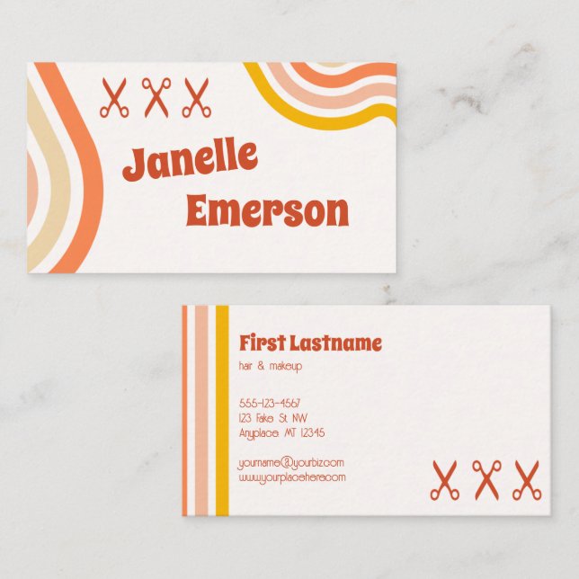 Retro 70s hair stylist business card (Front/Back)