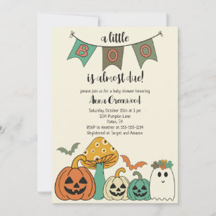 Retro 70's Halloween Baby Shower Little Boo Invita Invitation