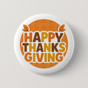 Retro 70s Happy Thanksgiving Groovy Holiday 6 Cm Round Badge