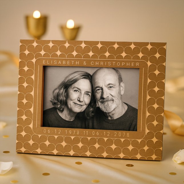   Retro 70s Heart Custom Name Wedding Anniversary Etched Frames (Creator Uploaded)
