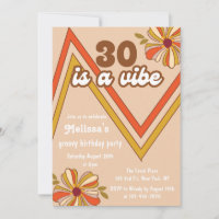 Retro 70s Hippie Flower Zigzag 30th Birthday